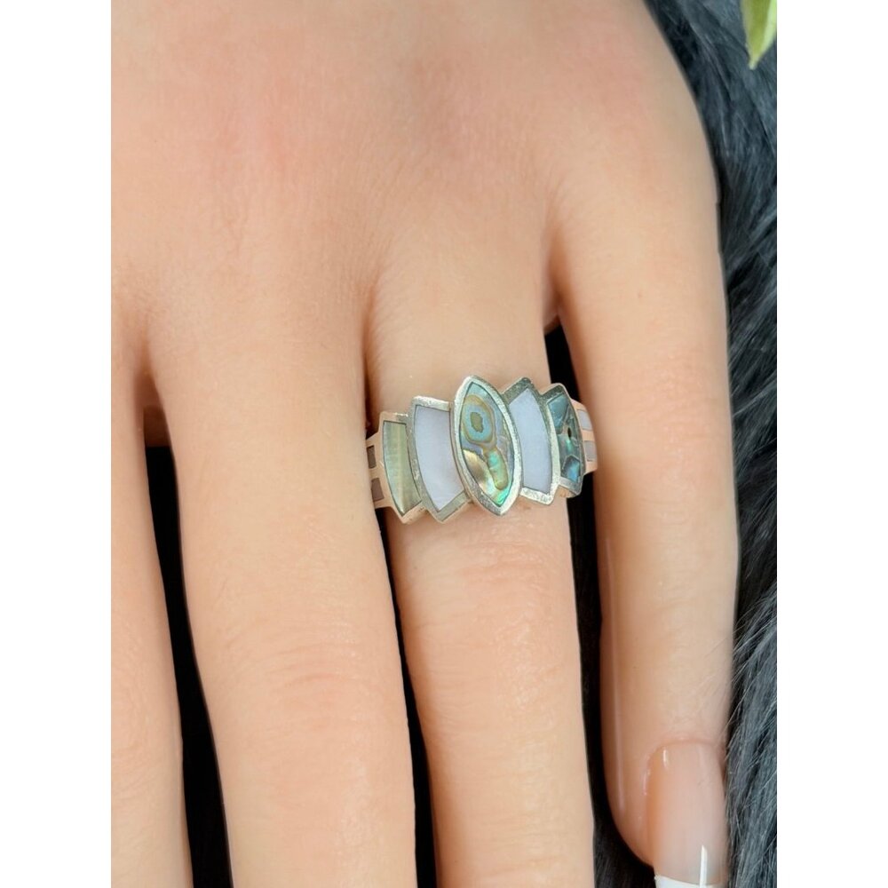 Silver 925 Mop/Abalone Ring - image 7